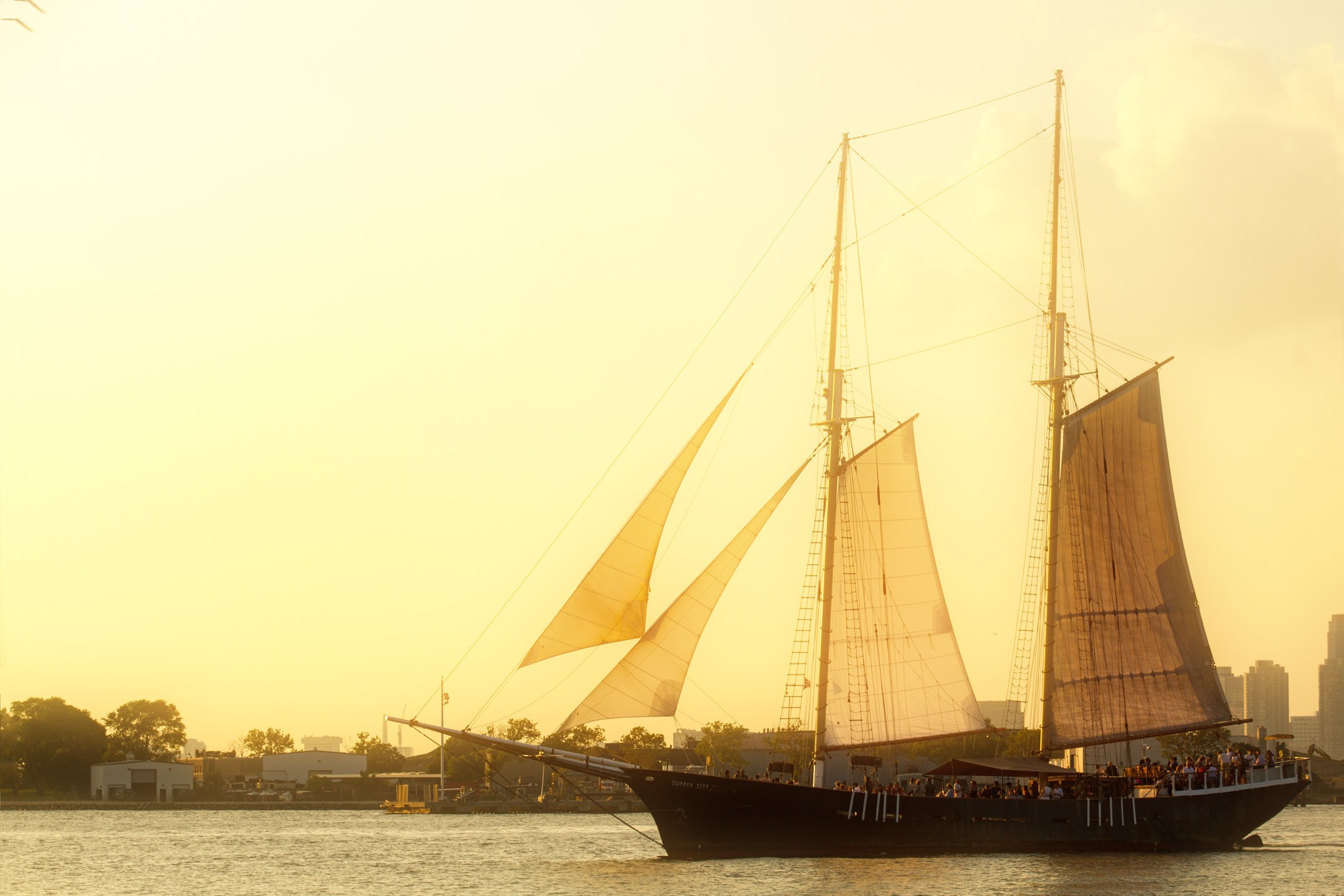 A ship in New York Harbor, shot from Red Hook Brooklyn.