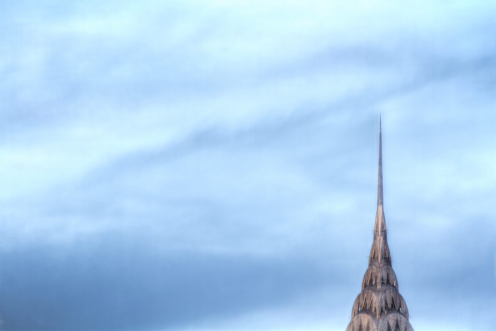 A negative space shot of the Chrysler Building.