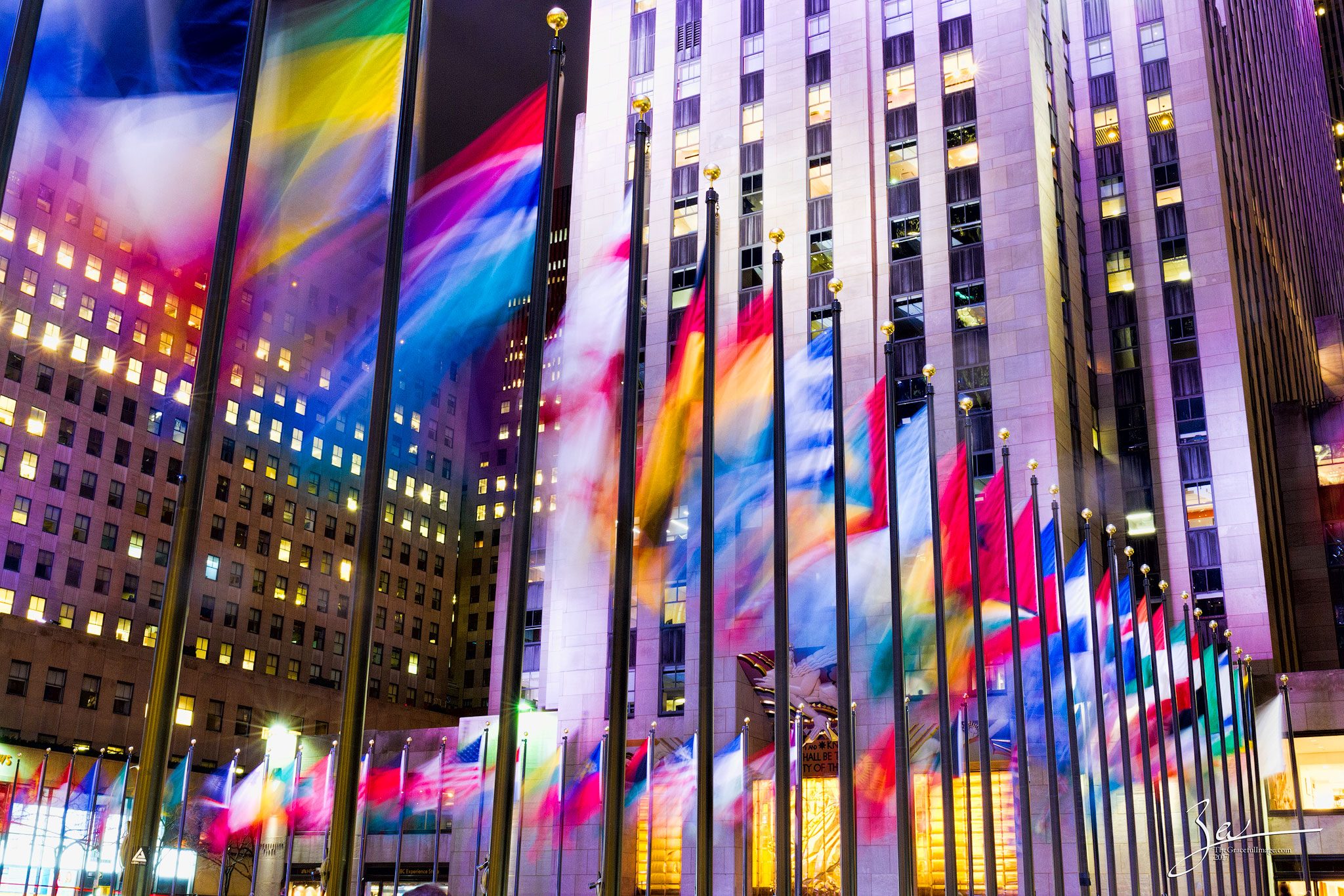 Flags at Rockefeller Center.